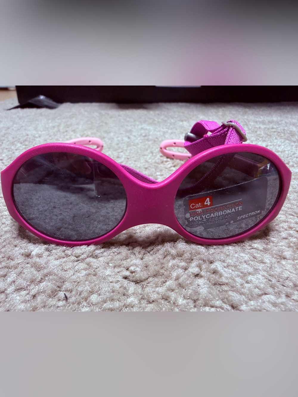 Kids Pink Polycarbonate Sunglasses with Strap